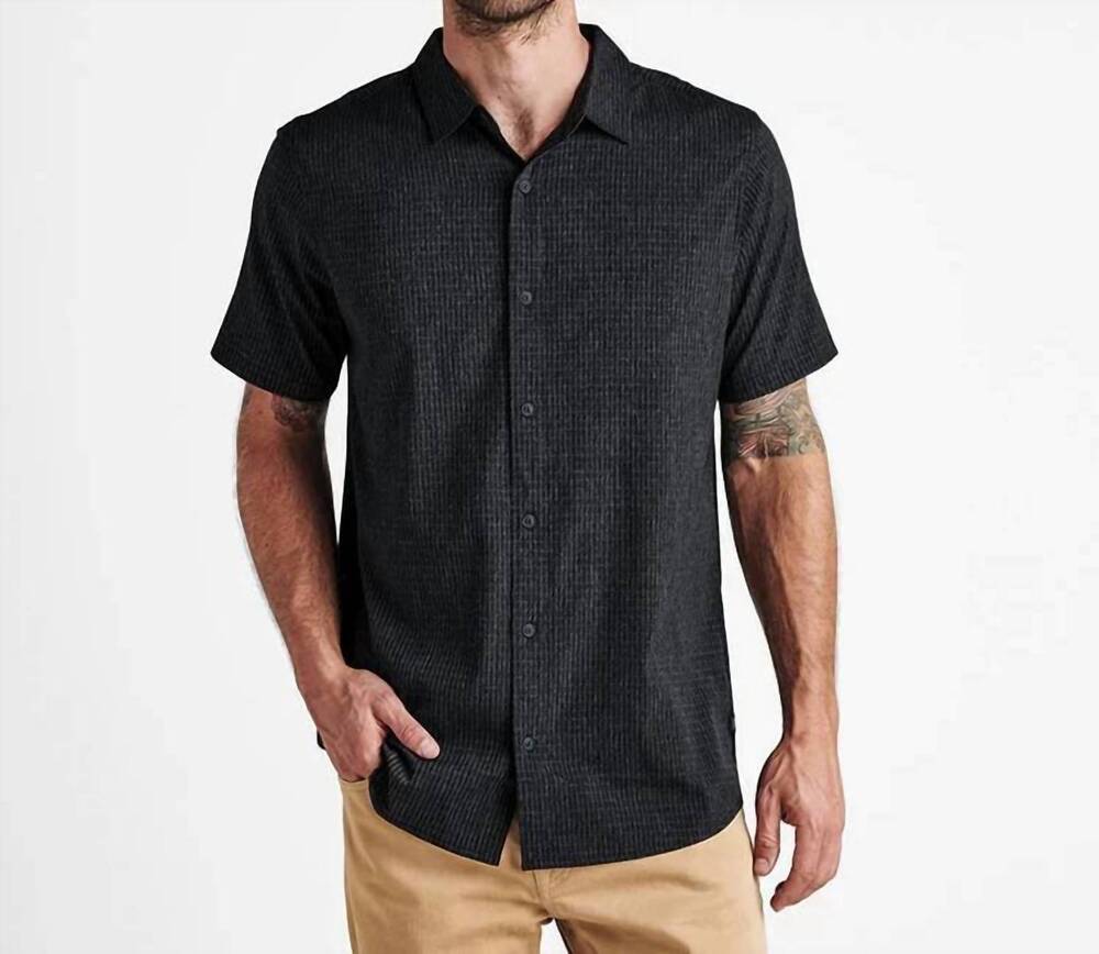 NEW ROARK bless up short sleeve button down shirt in black